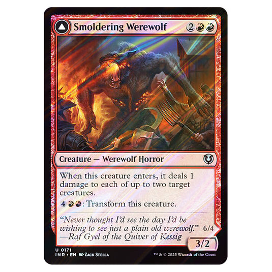 Smoldering Werewolf // Erupting Dreadwolf 171 card from the Magic The Gathering set Innistrad Remastered