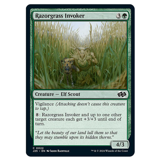 Razorgrass Invoker 0022 card from the Magic The Gathering set Foundations Jumpstart