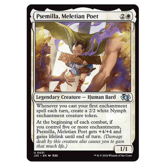Psemilla, Meletian Poet 0031 card from the Magic The Gathering set Foundations Jumpstart