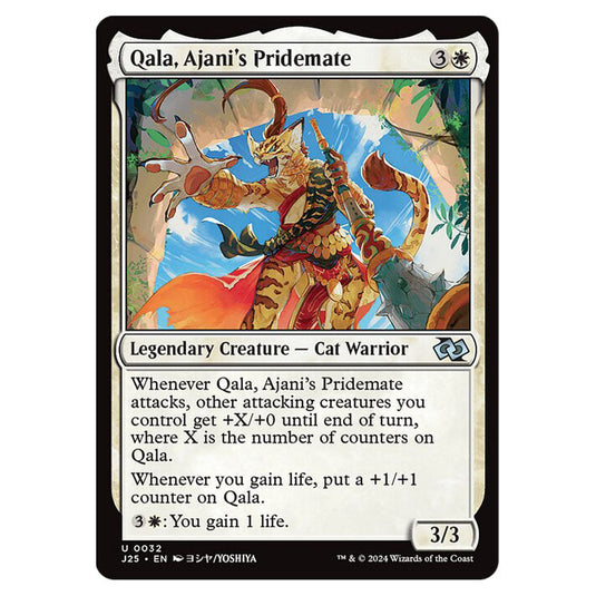 Qala, Ajani's Pridemate 0032 card from the Magic The Gathering set Foundations Jumpstart