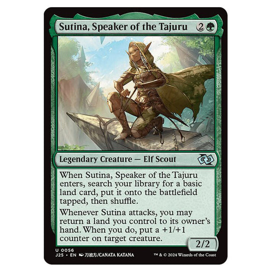 Sutina, Speaker of the Tajuru 0056 card from the Magic The Gathering set Foundations Jumpstart