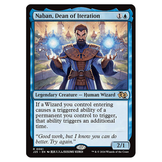 Naban, Dean of Iteration 0061 card from the Magic The Gathering set Foundations Jumpstart