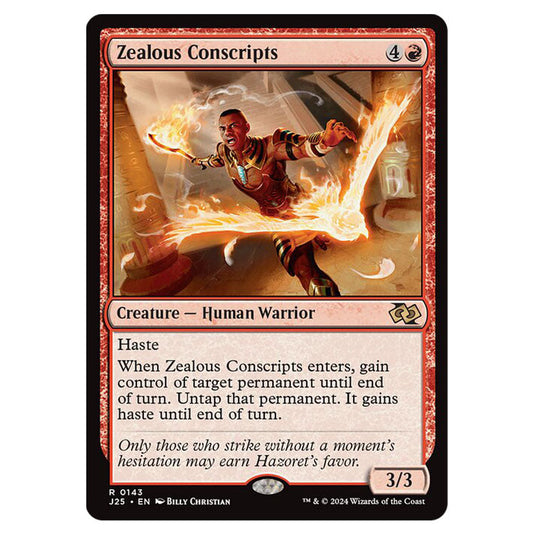 Zealous Conscripts 0143 card from the Magic The Gathering set Foundations Jumpstart