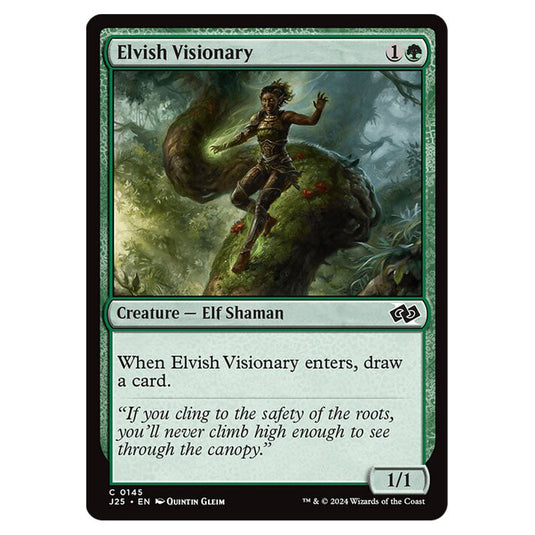 Elvish Visionary 0145 card from the Magic The Gathering set Foundations Jumpstart