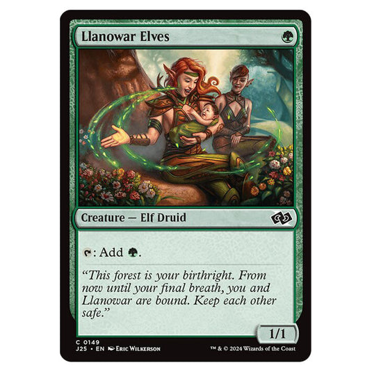 Llanowar Elves 0149 card from the Magic The Gathering set Foundations Jumpstart