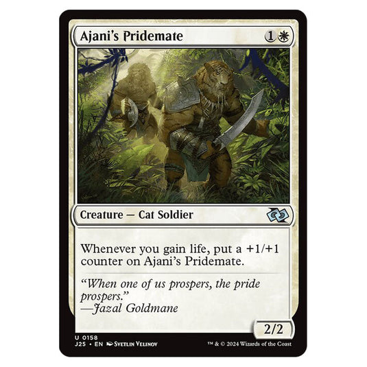 Ajani's Pridemate 0158 card from the Magic The Gathering set Foundations Jumpstart