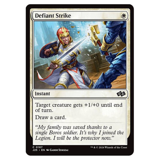 Defiant Strike 0187 card from the Magic The Gathering set Foundations Jumpstart