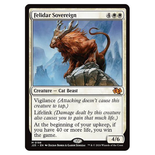 Felidar Sovereign 0198 card from the Magic The Gathering set Foundations Jumpstart