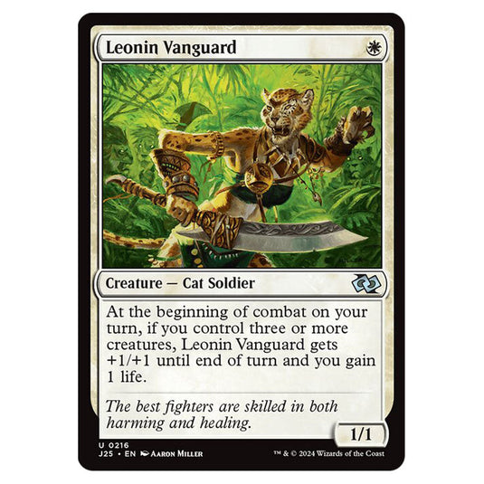 Leonin Vanguard 0216 card from the Magic The Gathering set Foundations Jumpstart