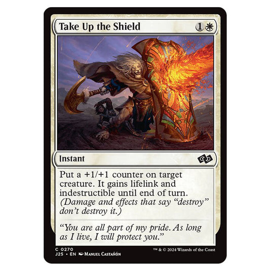 Take Up the Shield 0270 card from the Magic The Gathering set Foundations Jumpstart