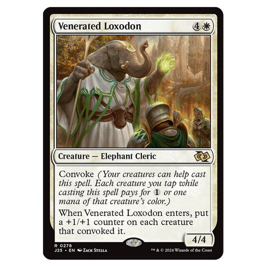 Venerated Loxodon 0278 card from the Magic The Gathering set Foundations Jumpstart