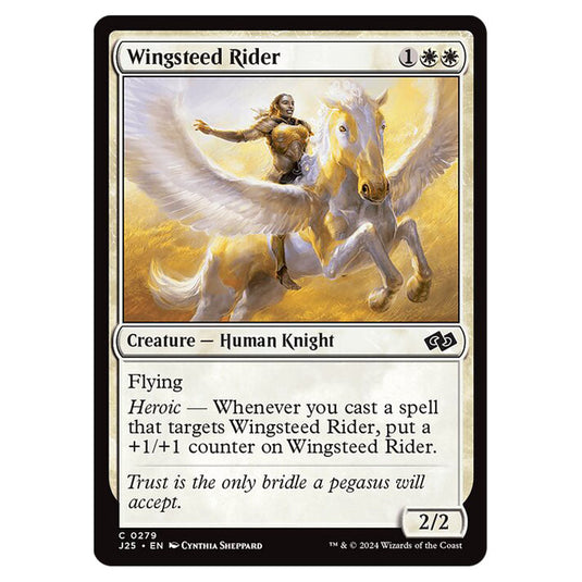 Wingsteed Rider 0279 card from the Magic The Gathering set Foundations Jumpstart