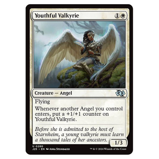 Youthful Valkyrie 0280 card from the Magic The Gathering set Foundations Jumpstart