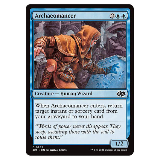 Archaeomancer 0285 card from the Magic The Gathering set Foundations Jumpstart