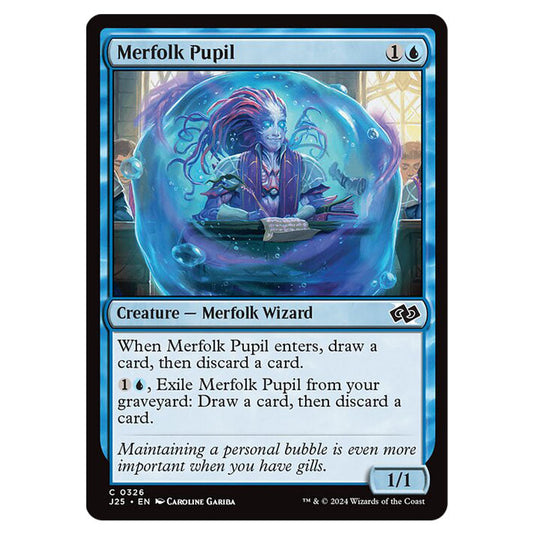 Merfolk Pupil 0326 card from the Magic The Gathering set Foundations Jumpstart