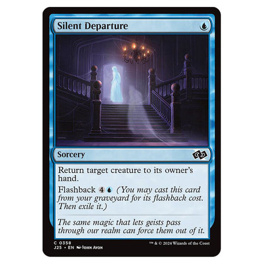 Silent Departure 0358 card from the Magic The Gathering set Foundations Jumpstart