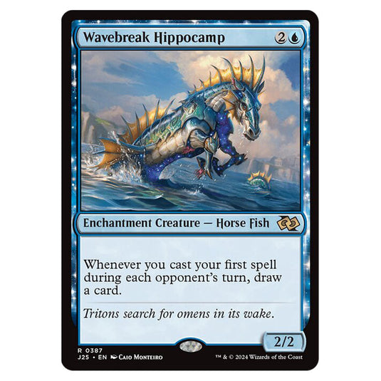 Wavebreak Hippocamp 0387 card from the Magic The Gathering set Foundations Jumpstart