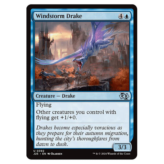 Windstorm Drake 0392 card from the Magic The Gathering set Foundations Jumpstart