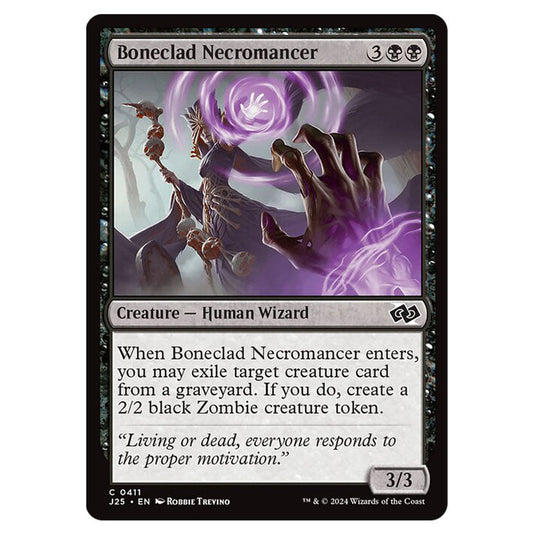 Boneclad Necromancer 0411 card from the Magic The Gathering set Foundations Jumpstart