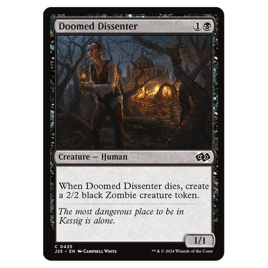 Doomed Dissenter 0425 card from the Magic The Gathering set Foundations Jumpstart