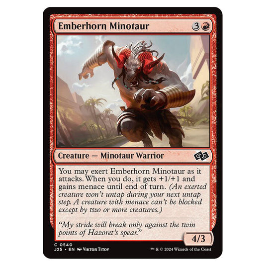 Emberhorn Minotaur 0540 card from the Magic The Gathering set Foundations Jumpstart