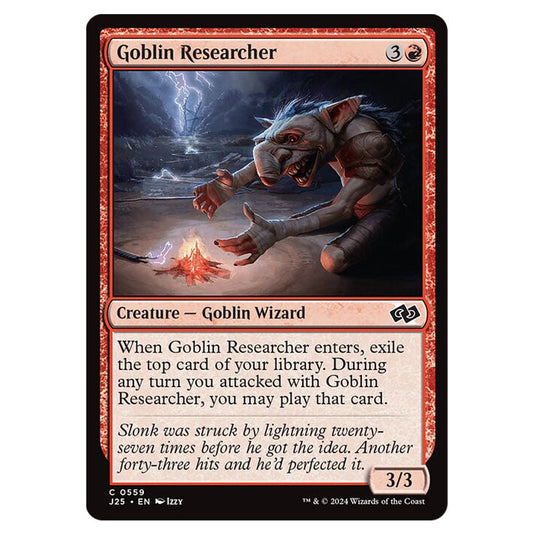 Goblin Researcher 0559 card from the Magic The Gathering set Foundations Jumpstart