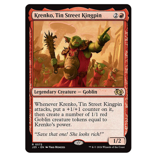 Krenko, Tin Street Kingpin 0572 card from the Magic The Gathering set Foundations Jumpstart