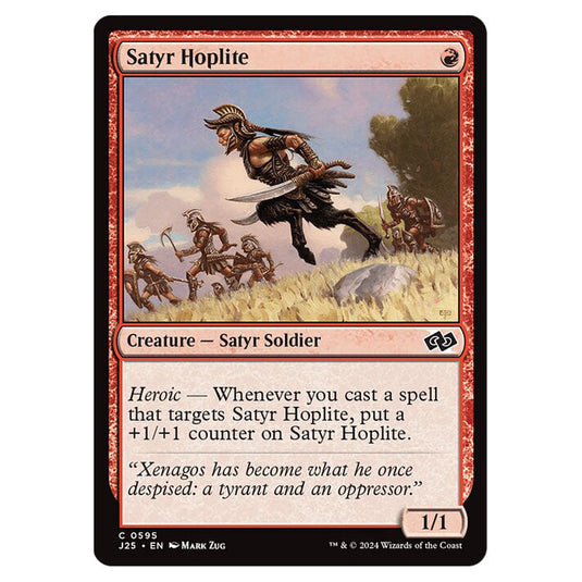 Satyr Hoplite 0595 card from the Magic The Gathering set Foundations Jumpstart