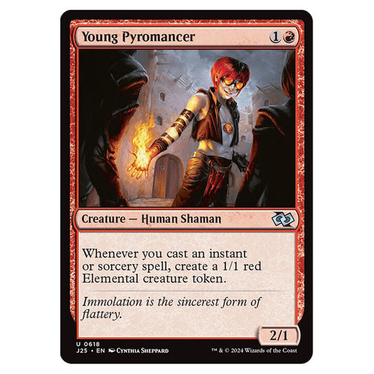 Young Pyromancer 0618 card from the Magic The Gathering set Foundations Jumpstart