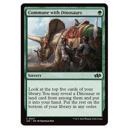 Commune with Dinosaurs 0647 card from the Magic The Gathering set Foundations Jumpstart