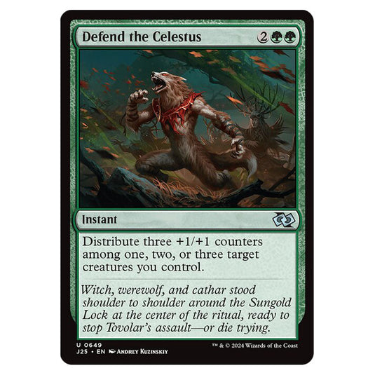 Defend the Celestus 0649 card from the Magic The Gathering set Foundations Jumpstart