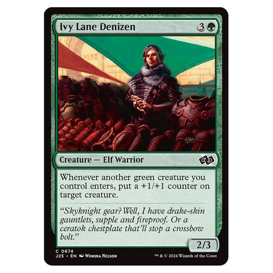 Ivy Lane Denizen 0674 card from the Magic The Gathering set Foundations Jumpstart