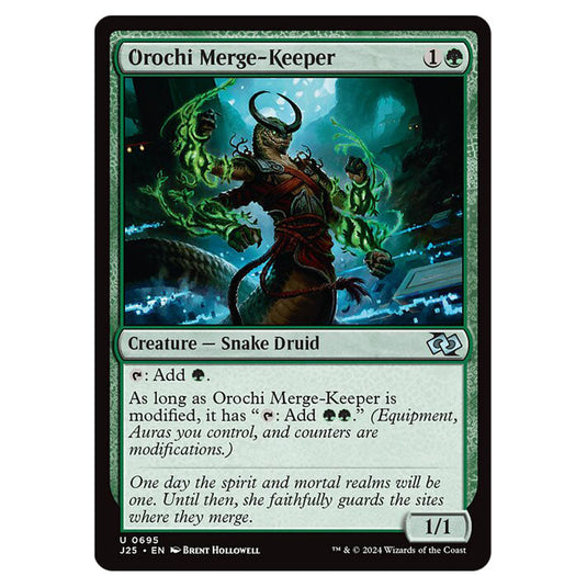 Orochi Merge-Keeper 0695 card from the Magic The Gathering set Foundations Jumpstart