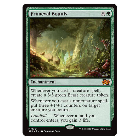 Primeval Bounty 0701 card from the Magic The Gathering set Foundations Jumpstart