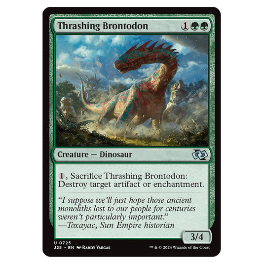 Thrashing Brontodon 0725 card from the Magic The Gathering set Foundations Jumpstart