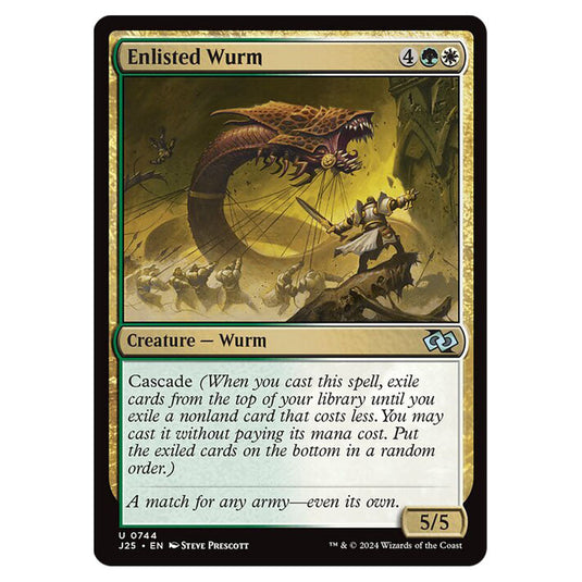 Enlisted Wurm 0744 card from the Magic The Gathering set Foundations Jumpstart