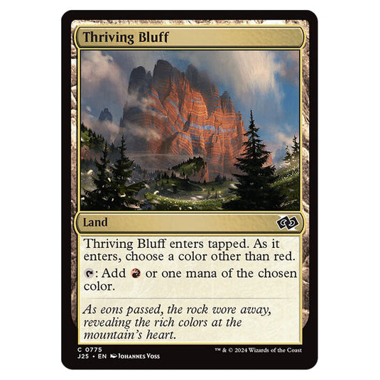 Thriving Bluff 0775 card from the Magic The Gathering set Foundations Jumpstart