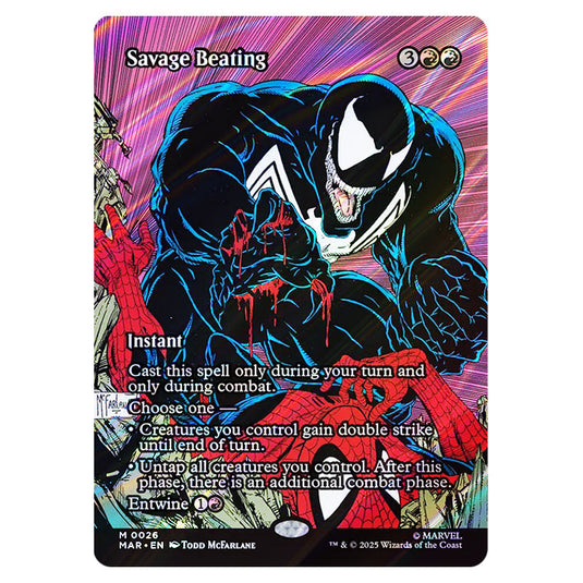 Savage Beating 0026 card from the Magic The Gathering set Marvel Universe
