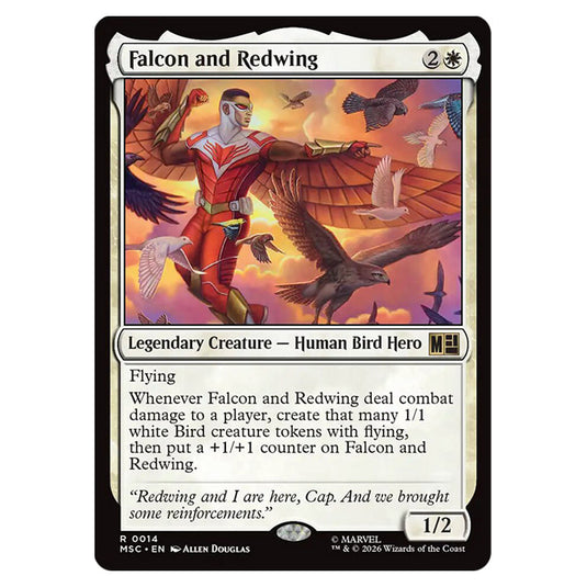 Falcon and Redwing 0014 card from the Magic The Gathering set Marvel Super Heroes Commander