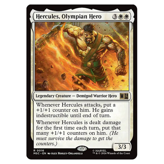 Hercules, Olympian Hero 0016 card from the Magic The Gathering set Marvel Super Heroes Commander