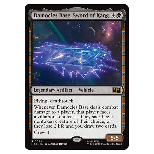 Damocles Base, Sword of Kang 0042 card from the Magic The Gathering set Marvel Super Heroes Commander