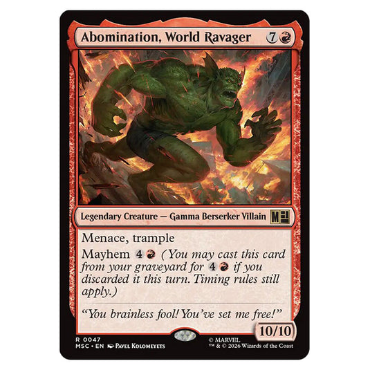Abomination, World Ravager 0047 card from the Magic The Gathering set Marvel Super Heroes Commander