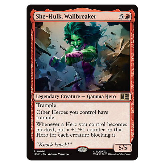 She-Hulk, Wallbreaker 0060 card from the Magic The Gathering set Marvel Super Heroes Commander
