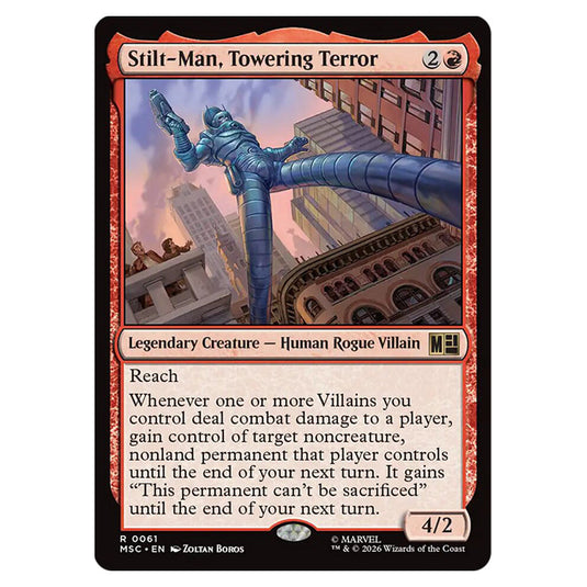 Stilt-Man, Towering Terror 0061 card from the Magic The Gathering set Marvel Super Heroes Commander