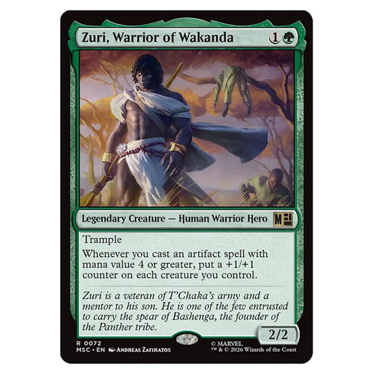 Zuri, Warrior of Wakanda 0072 card from the Magic The Gathering set Marvel Super Heroes Commander