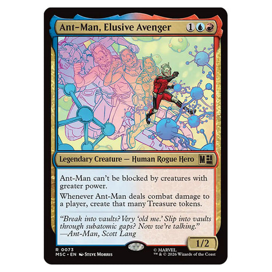 Ant-Man, Elusive Avenger 0073 card from the Magic The Gathering set Marvel Super Heroes Commander