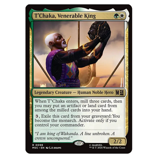 T'Chaka, Venerable King 0098 card from the Magic The Gathering set Marvel Super Heroes Commander