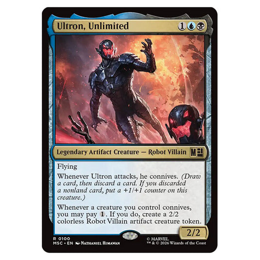 Ultron, Unlimited 0100 card from the Magic The Gathering set Marvel Super Heroes Commander