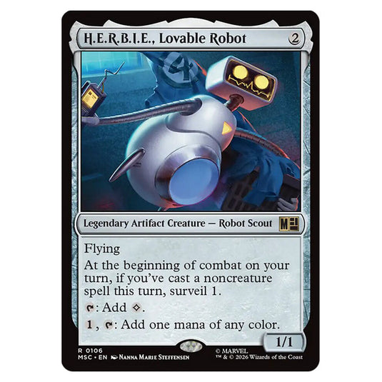 H.E.R.B.I.E., Lovable Robot 0106 card from the Magic The Gathering set Marvel Super Heroes Commander