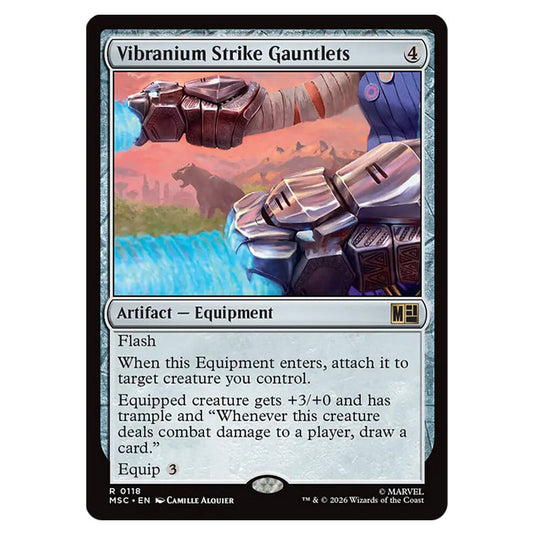 Vibranium Strike Gauntlets 0118 card from the Magic The Gathering set Marvel Super Heroes Commander